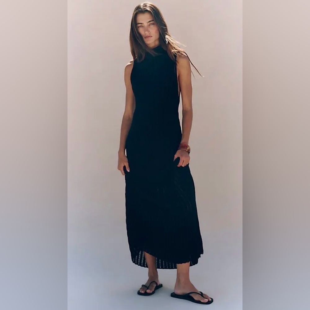 NWT FREE PEOPLE HARLEY SWEATER MAXI DRESS BLACK - Picture 3 of 4